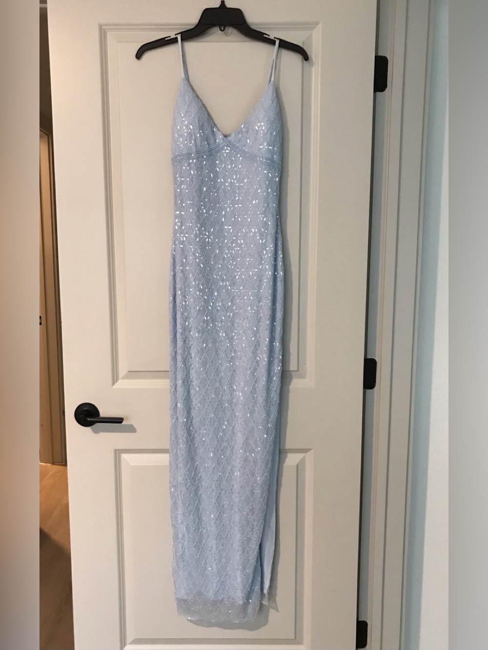 Windsor Light Blue Sequin Strapless Slip Dress